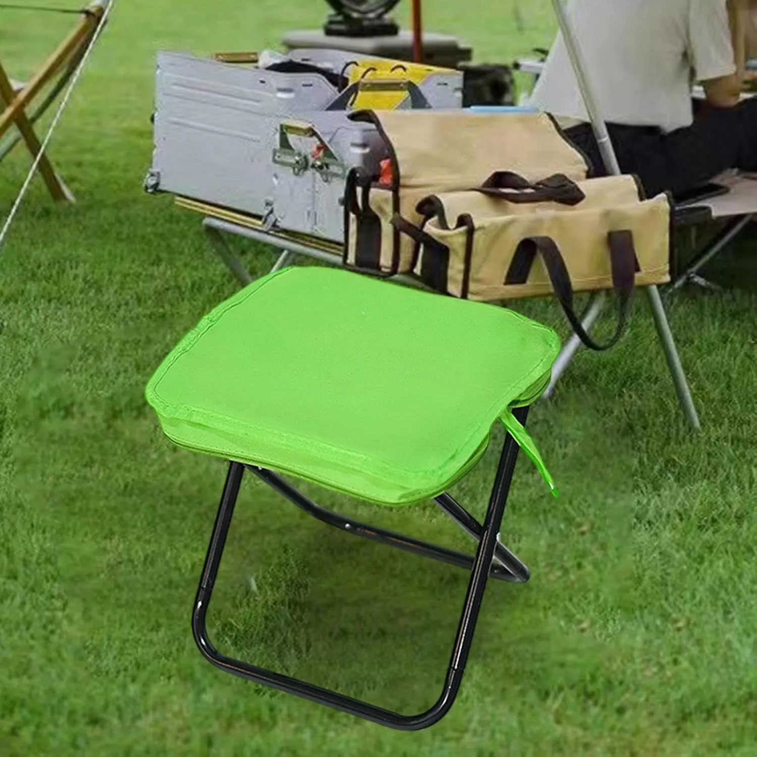 Camping Stool, Folding Chair, Lightweight Compact Folding Stool, Outdoor Footstool for Hiking Patio Travel Picnic Gardening