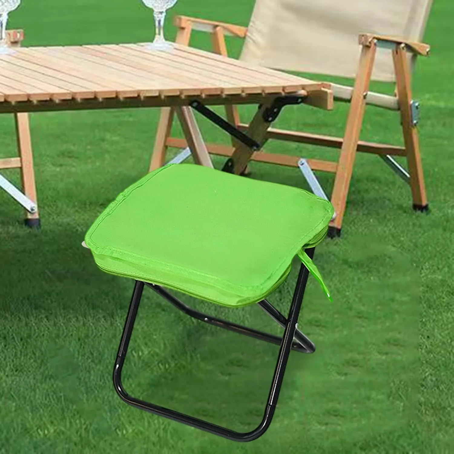 Camping Stool, Folding Chair, Lightweight Compact Folding Stool, Outdoor Footstool for Hiking Patio Travel Picnic Gardening