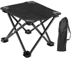 Camping Stool Recliner Foot Rest Sturdy Outdoor Folding Stool Practical Compact Foldable Footstool for Garden Beach Traveling, Black
