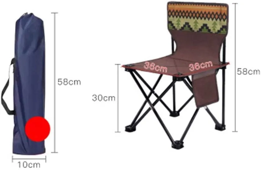 Camping Stool, Small Folding Chair, The Portable Fishing Chair Lightweight Outdoor Camping BBQ Chairs Folding Extended Hiking Garden Ultralight Picnic Seat (Color : Brown M)