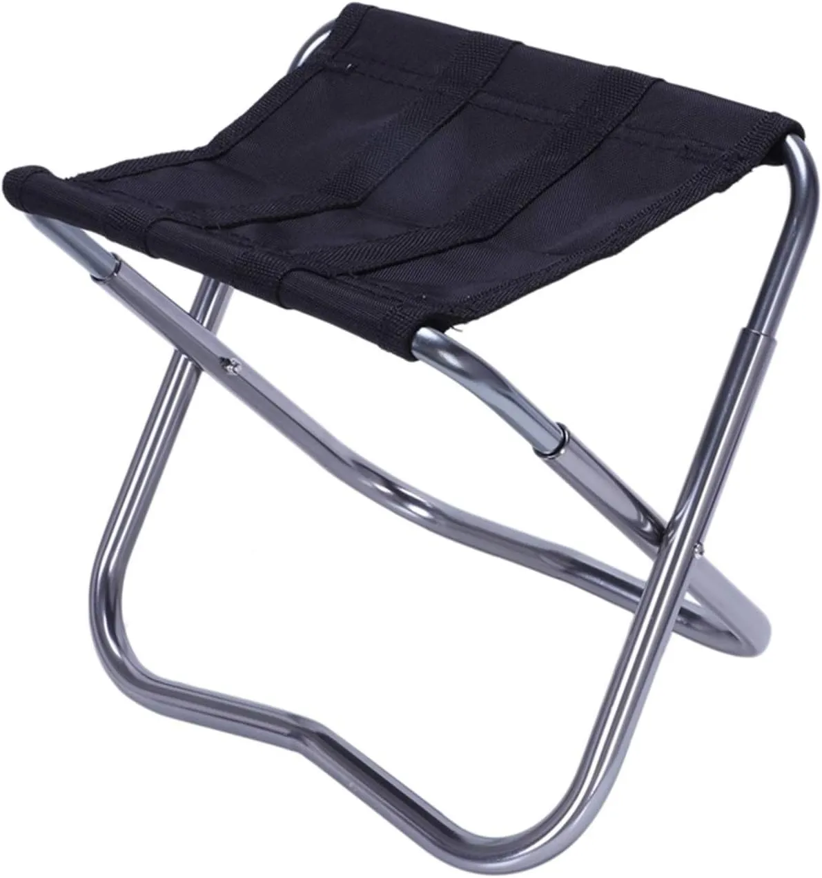 Camping Stool, Small Folding Chair, The Portable Folding Aluminum Oxford Fabric Chair Outdoor Terrace Fishing Camping Belt Tote Bag Black