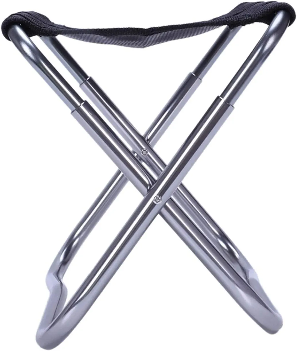 Camping Stool, Small Folding Chair, The Portable Folding Aluminum Oxford Fabric Chair Outdoor Terrace Fishing Camping Belt Tote Bag Black