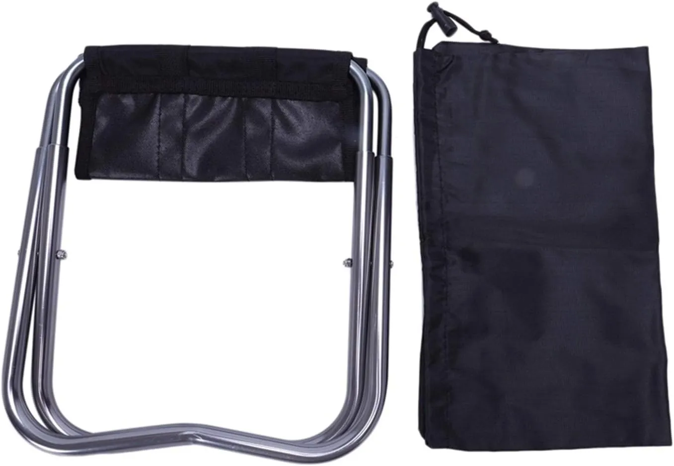 Camping Stool, Small Folding Chair, The Portable Folding Aluminum Oxford Fabric Chair Outdoor Terrace Fishing Camping Belt Tote Bag Black
