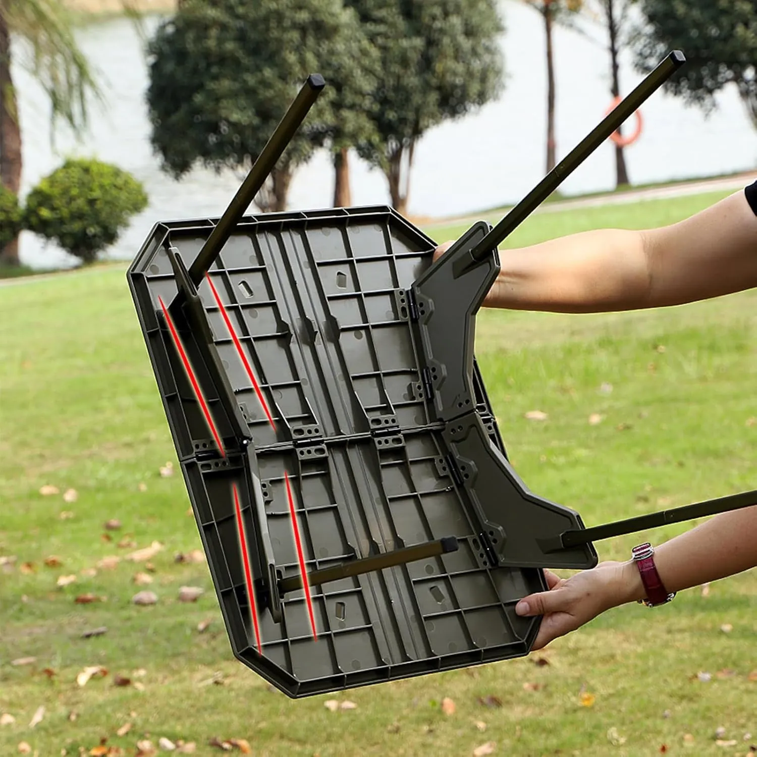 Camping Table Folding Portable Camp Side Table Lightweight Carry Bag Beach Outdoor Hiking Picnics BBQ Cooking Dining Kitchen(A)