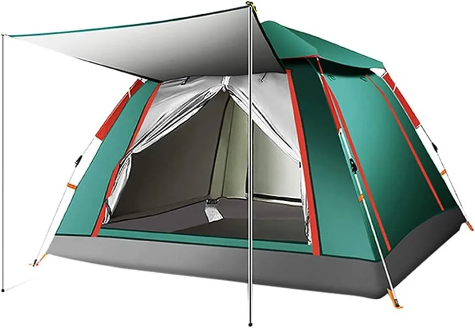 Camping Tent Rainproof Multifunction Folding Automatic Outdoor Thick Family Tents 3-4 Person (3/4 Person Gr?n)