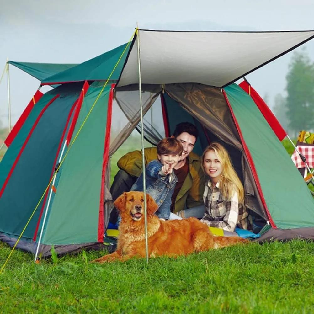 Camping Tent Rainproof Multifunction Folding Automatic Outdoor Thick Family Tents 3-4 Person (3/4 Person Gr?n)