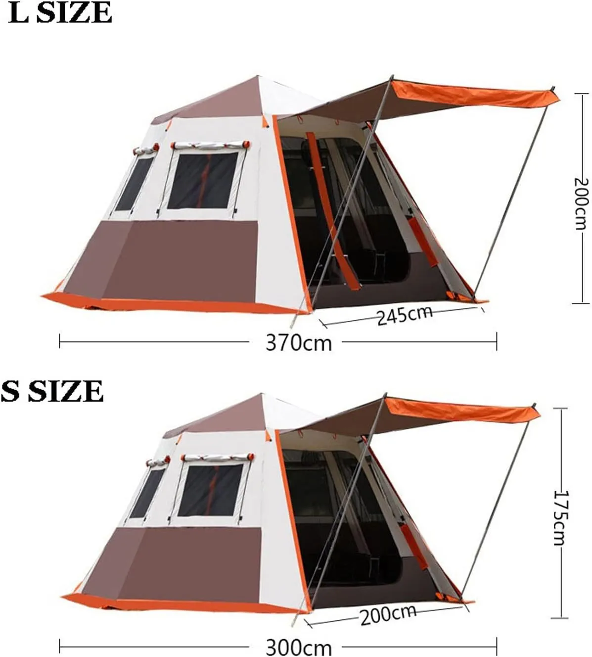 Camping Tent Size Hexagon Tent Aluminum Pole Outdoor Automatic Portable Padded Rainproof Camping Fully Quick Open 2rooms Luxury Tent