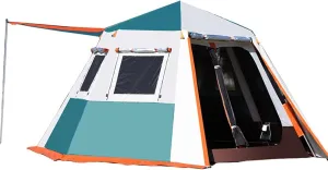 Camping Tent Size Hexagon Tent Aluminum Pole Outdoor Automatic Portable Padded Rainproof Camping Fully Quick Open 2rooms Luxury Tent