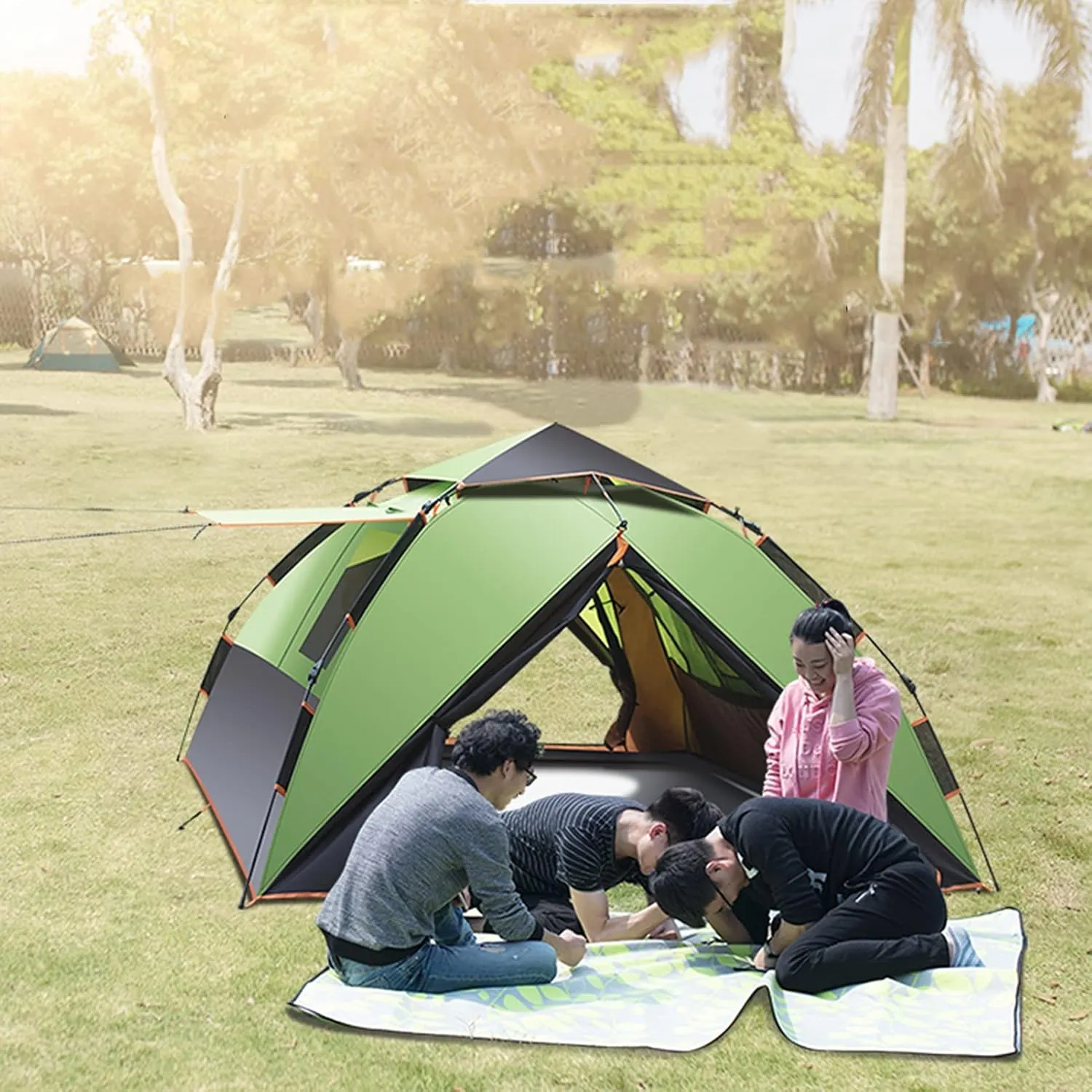 Camping Tents Shelter Portable Waterproof Cabin Tent Hold 2-3 Persons with Instant Setup Pop Up Tent with Carry Bag UV Protection for Camping Hiking Mountaineering (Color : A)