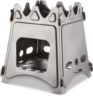 Camping Wood Stove Folding Fuel Camp Stove Titanium Wood Burning Stove Backpacking Stove Convenient Storage (Color : Silver, Size : One Size) (Silver One Size)