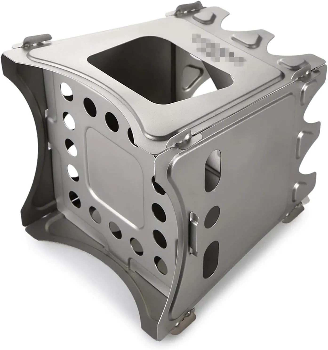 Camping Wood Stove Folding Fuel Camp Stove Titanium Wood Burning Stove Backpacking Stove Convenient Storage (Color : Silver, Size : One Size) (Silver One Size)