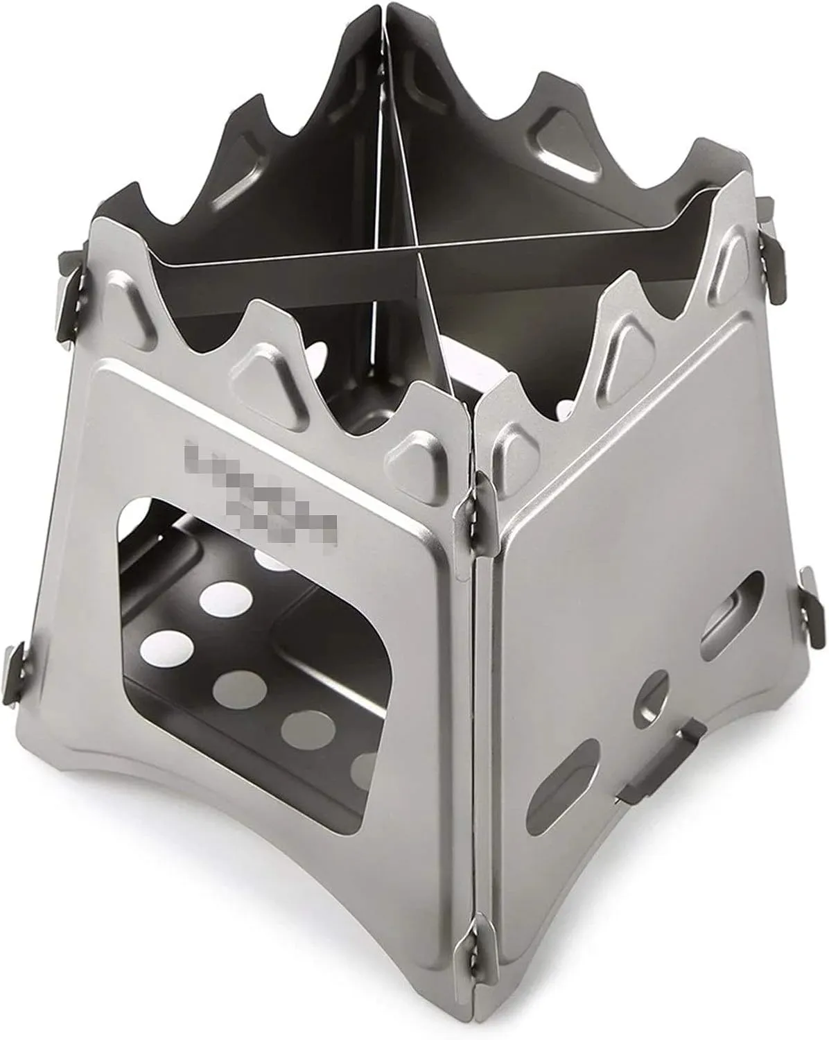Camping Wood Stove Folding Fuel Camp Stove Titanium Wood Burning Stove Backpacking Stove Convenient Storage (Color : Silver, Size : One Size) (Silver One Size)