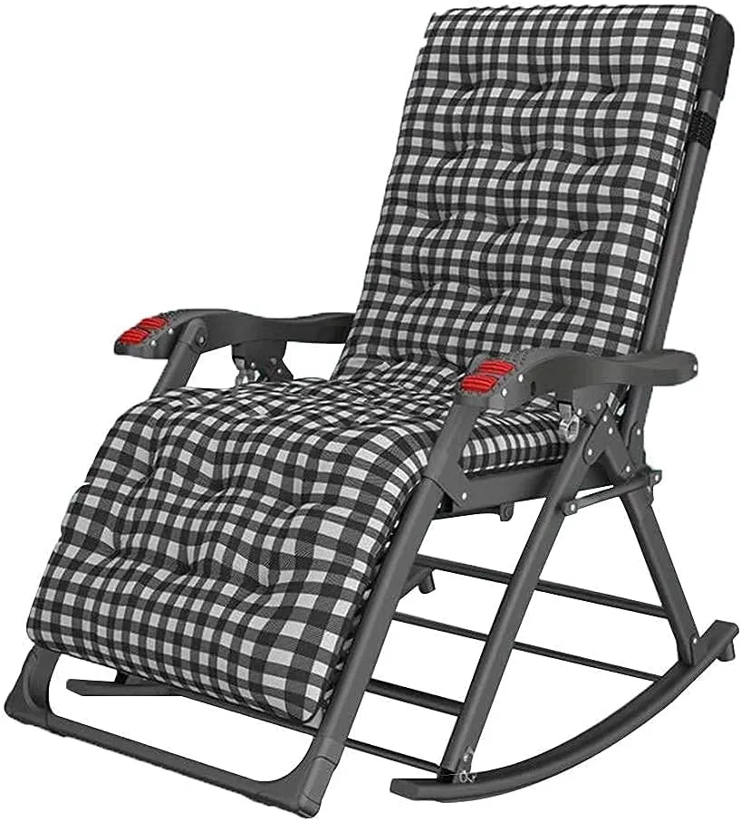 campung chairPatio Lounge Chairs Garden Rocking Chair with Mattress Folding Recliner Outdoor Adjustable Sun Lounger Rocker Zerovity Seat Headrest Side Holder Deck Supports up to Vision