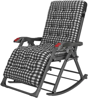 campung chairPatio Lounge Chairs Garden Rocking Chair with Mattress Folding Recliner Outdoor Adjustable Sun Lounger Rocker Zerovity Seat Headrest Side Holder Deck Supports up to Vision