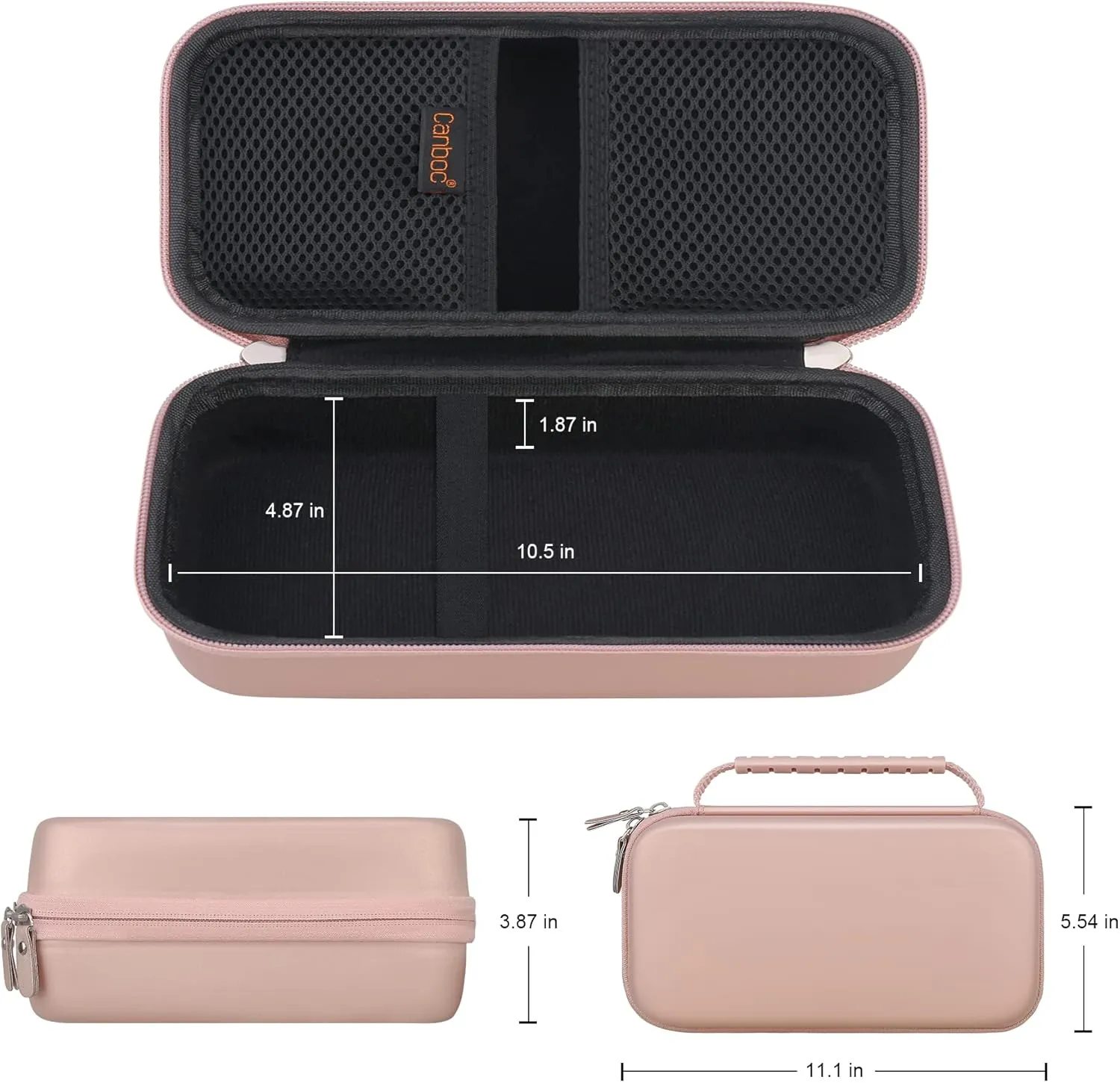 Canboc Hard Carrying Case for Halo Bolt Air 58830 mWh/Halo Bolt Air  55500/HALO Bolt Air  1750 Portable Car Battery Jump Starter, Mesh Bag fit Jump Cables, AC Outlet, Charger, Rose Gold