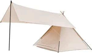 Canvas Indian Tent Outdoor Camping Tent with Canopy 3-4 Person Pyramid Tent Easy Instant Setup Protable Teepee Pagoda Tent for Sun Shelter,Travelling,
