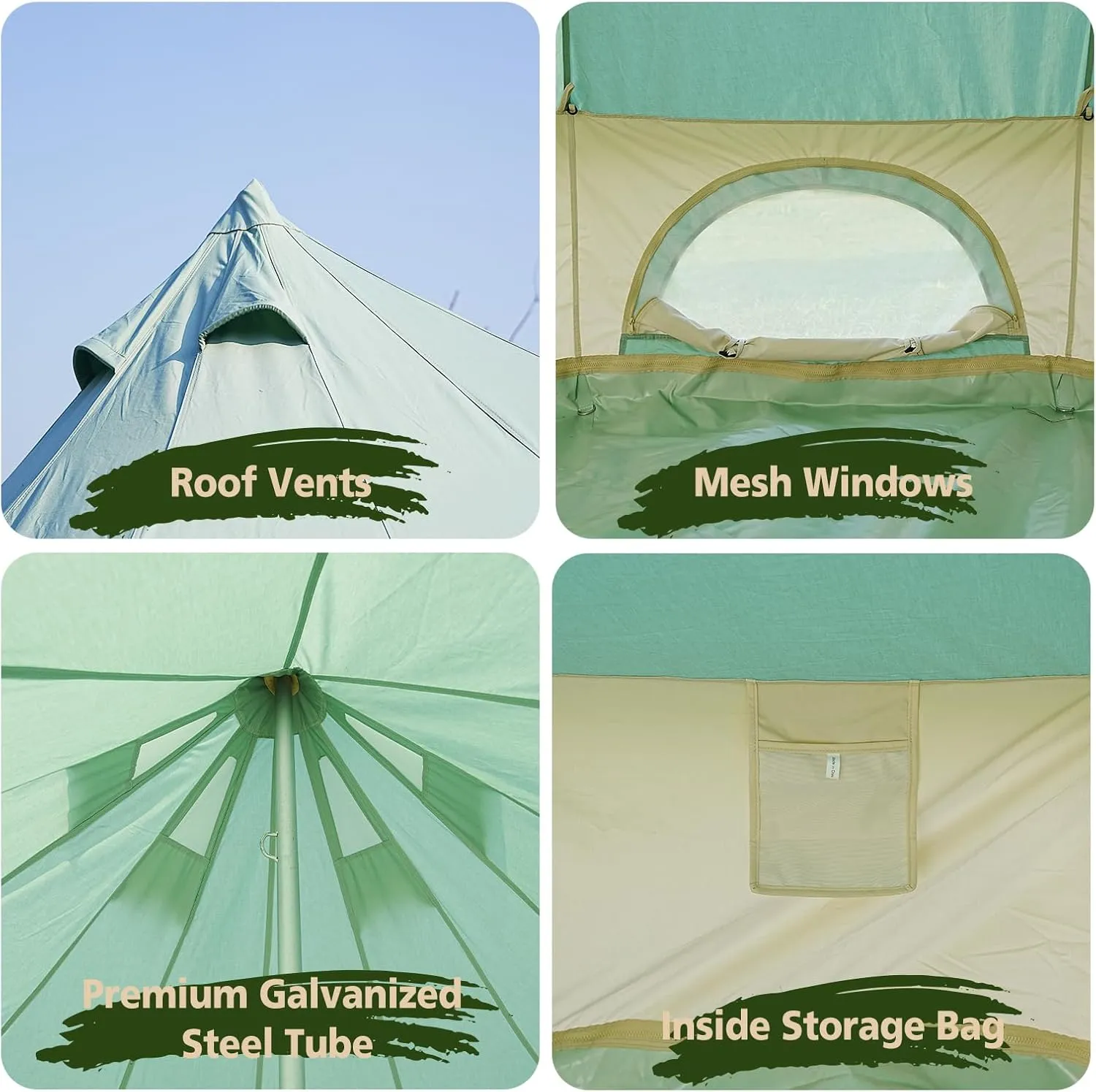 Canvas Tent Bell Tent,Yurt Tent with Stove Jack,4 Season Tent with Zipped Removable Floor,Family Camping Outdoor Hunting Party