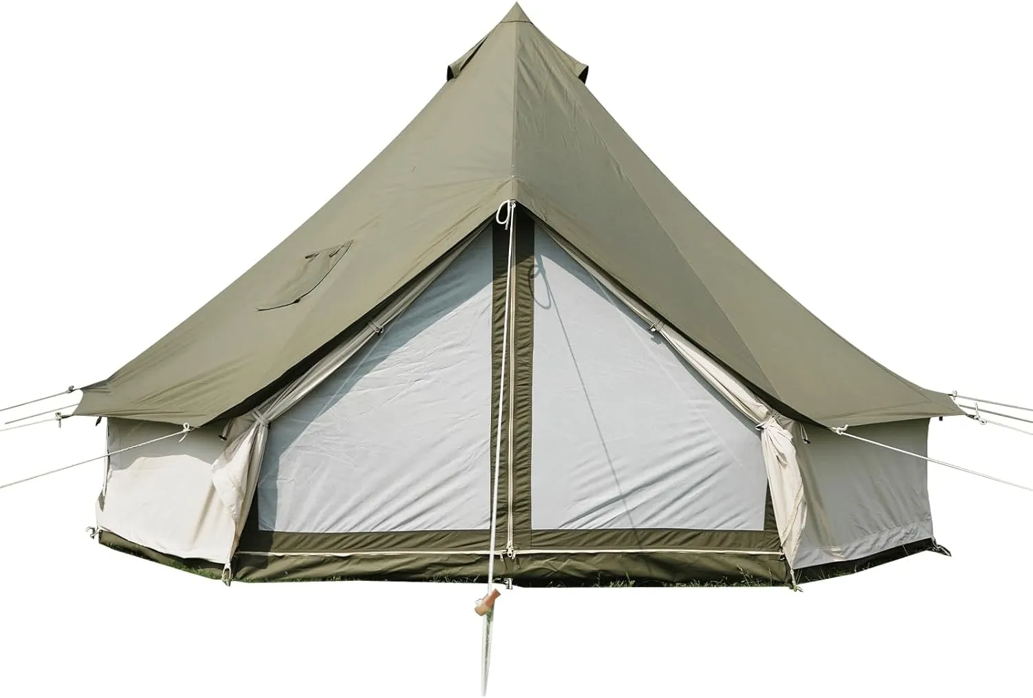 Canvas Tent Bell Tent,Yurt Tent with Stove Jack,4 Season Tent with Zipped Removable Floor,Family Camping Outdoor Hunting Party
