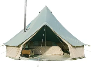 Canvas Tent Bell Tent,Yurt Tent with Stove Jack,4 Season Tent with Zipped Removable Floor,Family Camping Outdoor Hunting Party