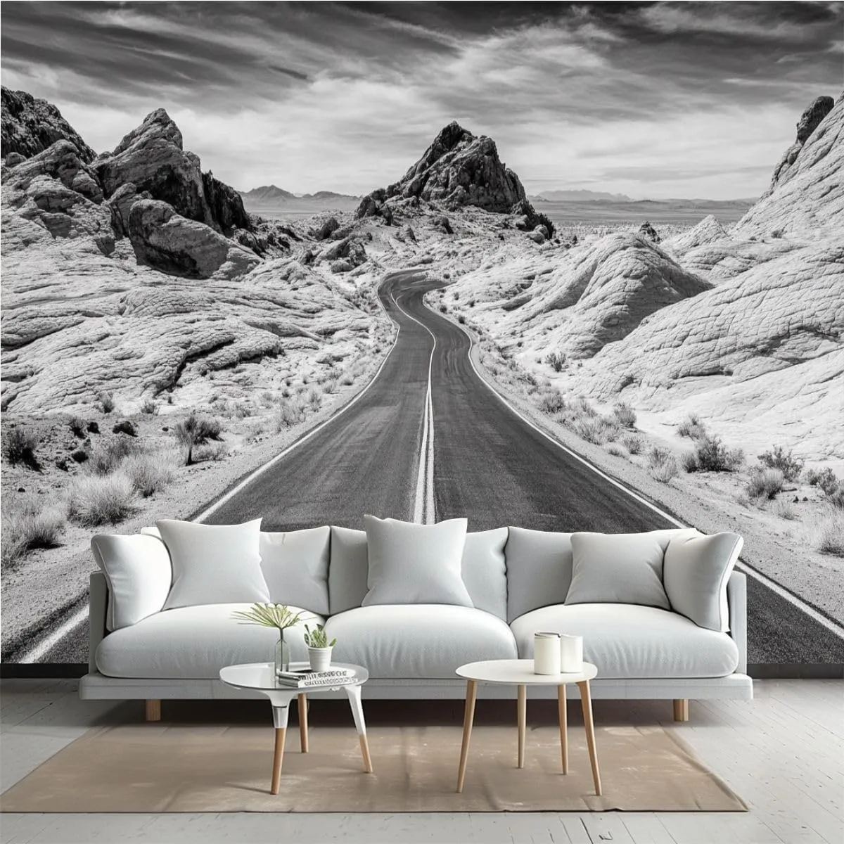 Canvas Wall Mural Scenic Road Valley Fire State Park Peel and Stick Wallpaper Removable Self-Adhesive Wall Sticker Wall Decor for Bedroom Nursery Decor 69"x98"
