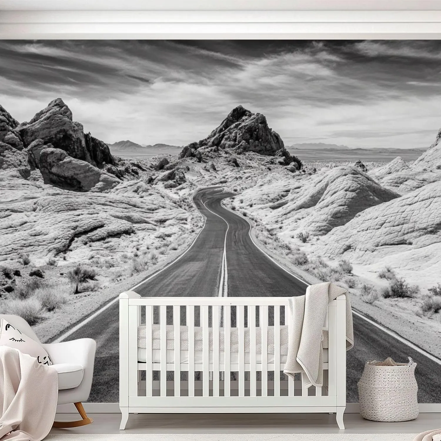 Canvas Wall Mural Scenic Road Valley Fire State Park Peel and Stick Wallpaper Removable Self-Adhesive Wall Sticker Wall Decor for Bedroom Nursery Decor 69"x98"