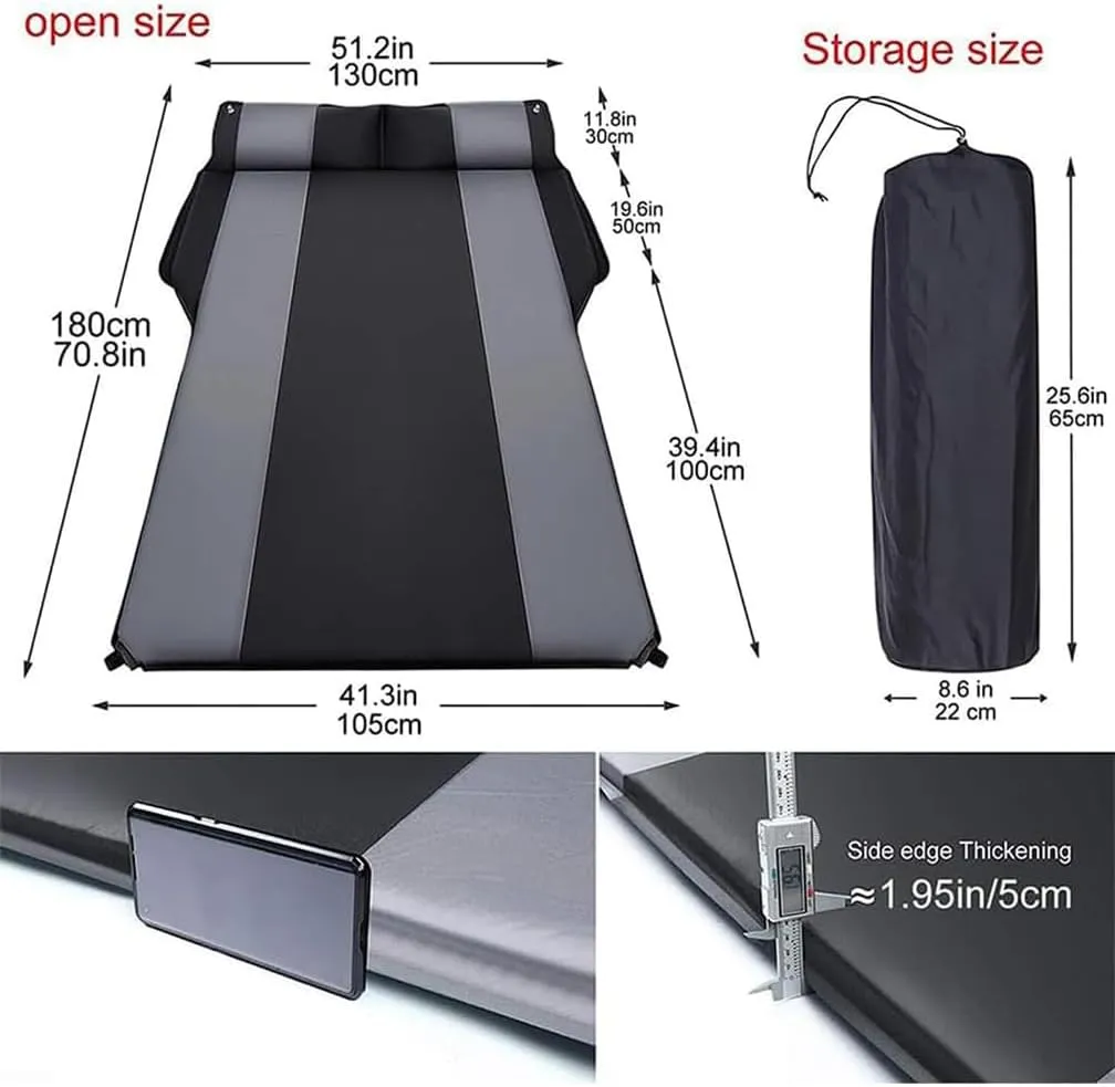 Car Inflatable Mattress, for Jeep Grand Cherokee L 6-Seater 2021-2025 Outdoor Camping Travel Portable Sleeping Pad AdjustableWear Resistant, Auto Accessories,A-Black