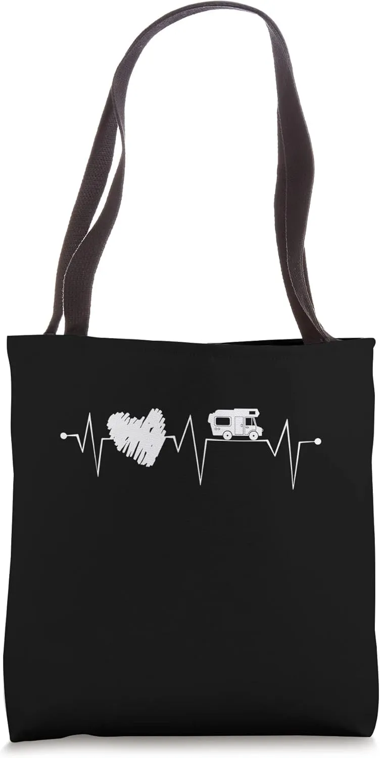 Caravan with Heart Camping Heartbeat Camper Womo Tote Bag