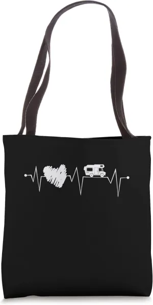 Caravan with Heart Camping Heartbeat Camper Womo Tote Bag