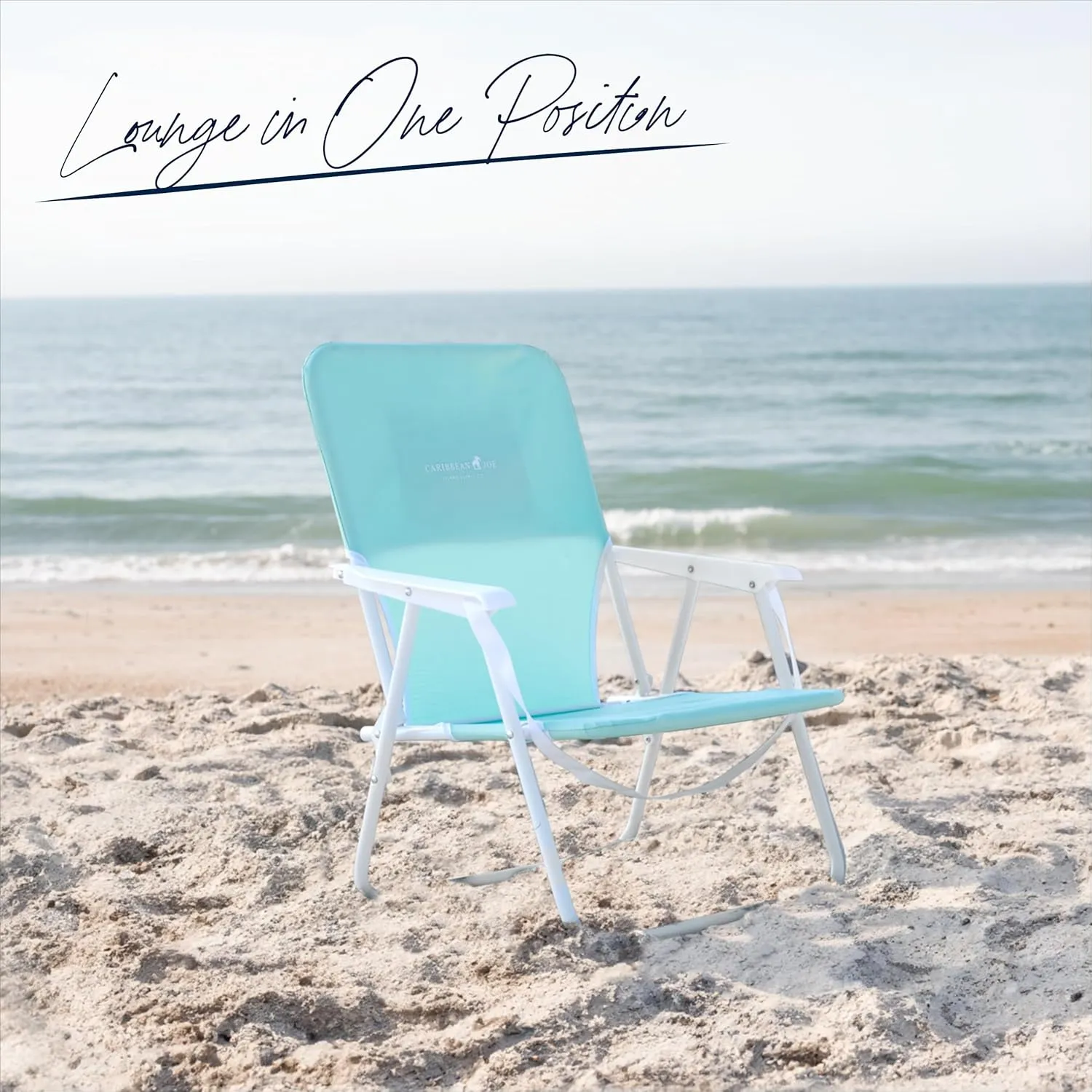 CARIBBEAN JOE Folding Beach Chair, 1 Position Lightweight and Portable Foldable Outdoor Camping Chair with Carry Strap