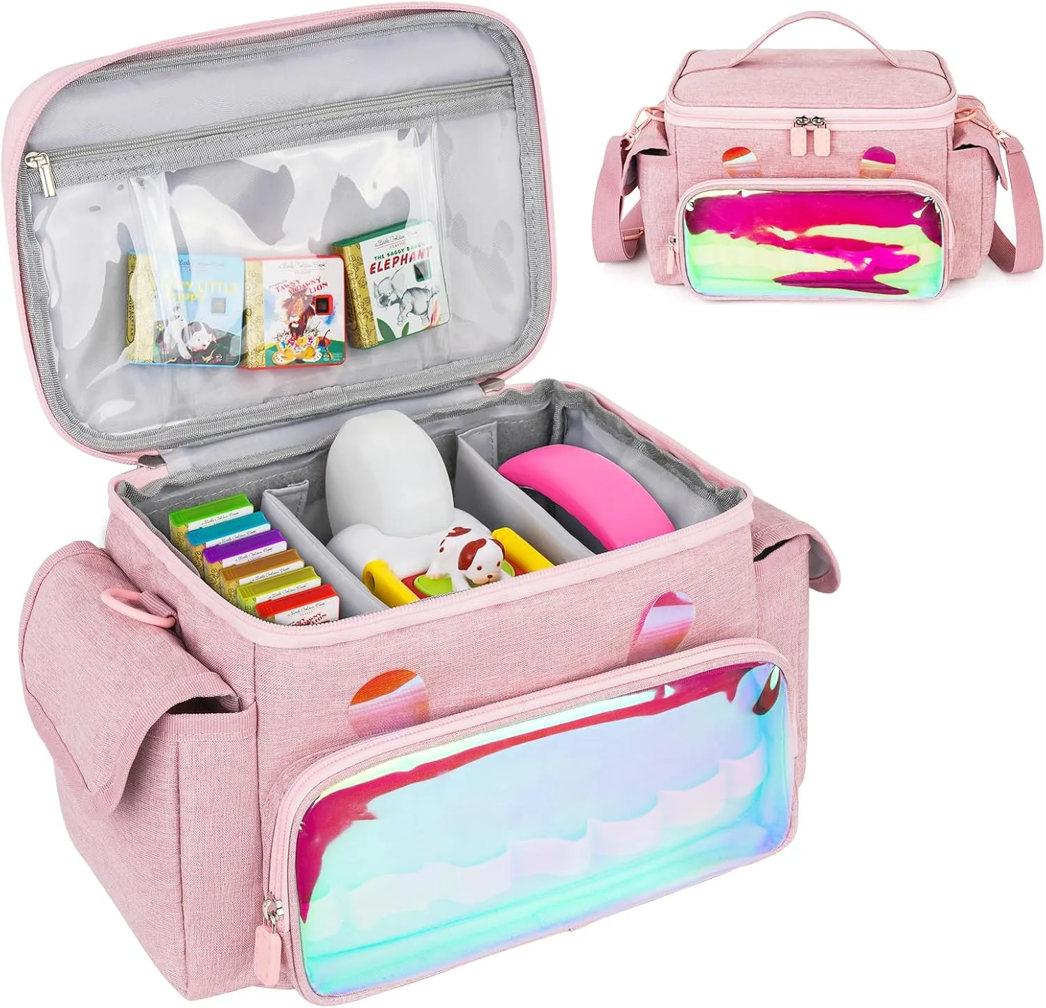 Carrying Case Fit for Little Tikes Story Dream Machine Starter Set, Cute Storage Bag Compatible with Toniebox, Storypod Audio Player and Accessories, Pink (Bag Only)