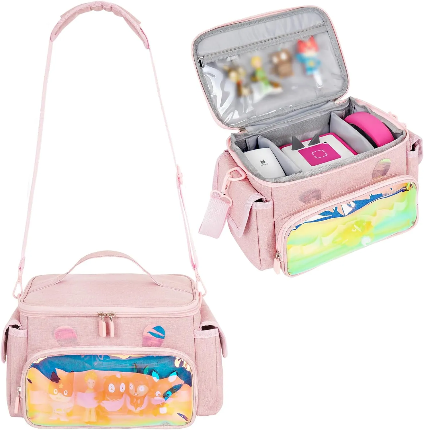 Carrying Case Fit for Toniebox & Little Tikes Story Dream Machine Starter Set, Cute Storage Bag Compatible with Toniebox Audio Player, Tonies Characters and Accessories, Pink (Bag Only)