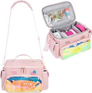 Carrying Case Fit for Toniebox & Little Tikes Story Dream Machine Starter Set, Cute Storage Bag Compatible with Toniebox Audio Player, Tonies Characters and Accessories, Pink (Bag Only)