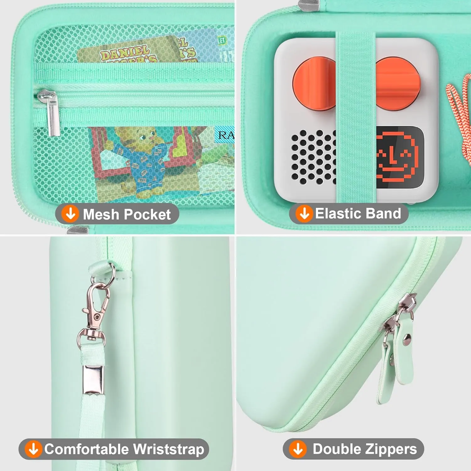 Carrying Case for Yoto Mini (2024 Edition) Kids Bluetooth Audio Player, Mini Radio Player Hard Holder, Card Travel Case Bag Fits Children's Audiobook Cards and Cable, Green
