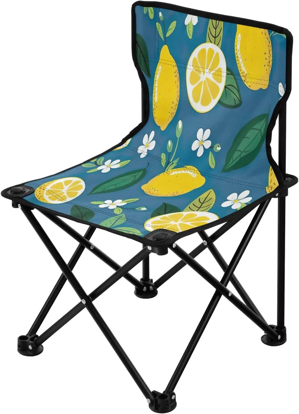 Cartoon Lemon Slice Portable Outdoor Folding Chair Anti-Slip Padded Oxford Cloth Stool Camping Chair Small for Beach Hiking Fishing Gardening Quad Camp Chair