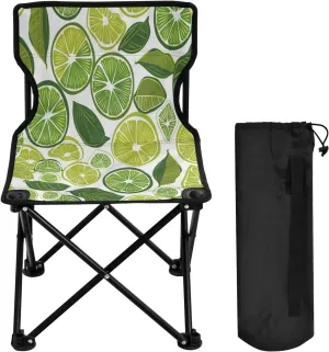 Cartoon Lemon Slices Portable Outdoor Folding Chair Anti-Slip Padded Oxford Cloth Stool Camping Chair Small for Beach Hiking Fishing Gardening Quad Camp Chair