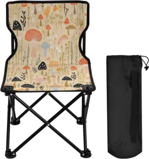 Cartoon Yellow Mushroom Portable Outdoor Folding Chair Anti-Slip Padded Oxford Cloth Stool Camping Chair Small for Beach Hiking Fishing Gardening Quad Camp Chair