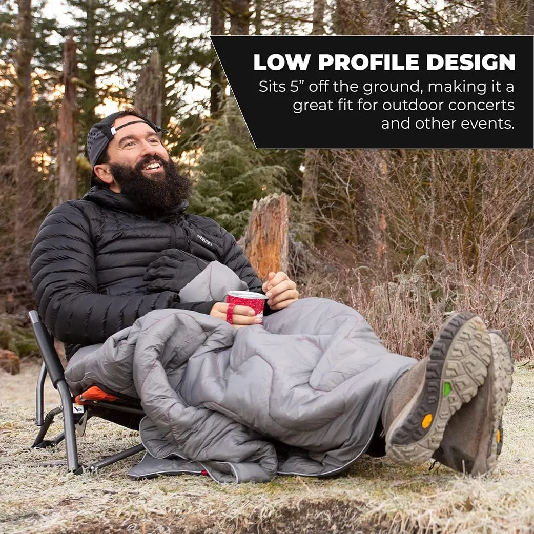 Cascade Mountain Tech Camping Chairs 2-Pack - High Back Chair with Headrest and Low Profile Folding Chair