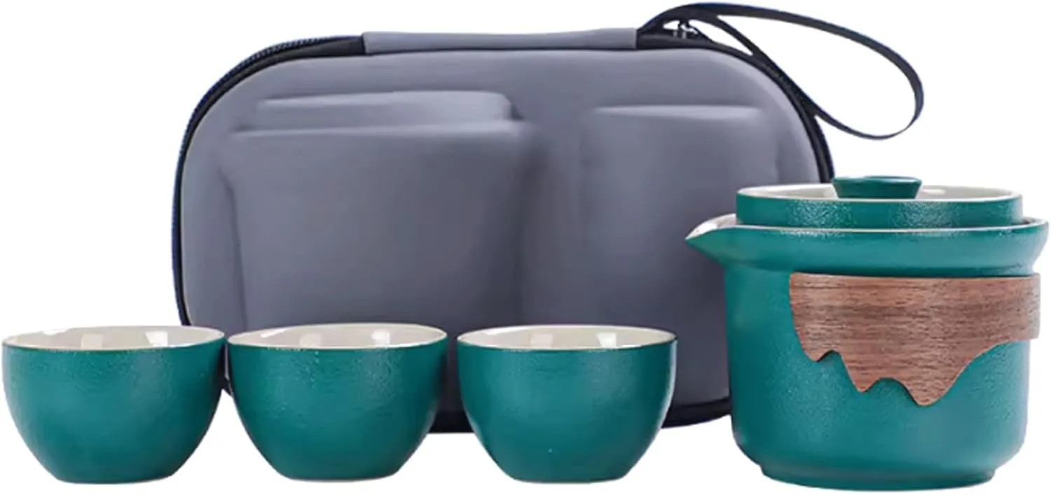 Ceramic Outdoor Camping Teapot Tea Infuser with Carrying Bag Travel Portable Tea Maker Set for Camping Picnic