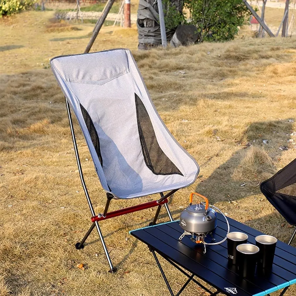 Chairs Portable Camping Chairs Mesh Breathable Back Lightweight Compact Folding Chair for Outdoors Carry Bag Included Folding Chairs,Grey