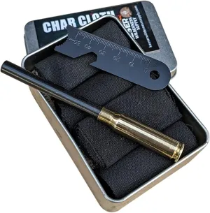 Charcloth Char Cloth Hand Made in USA Fire Starter Kit Ferro Rod Striker for Bushcraft Camping Survival Hunting Outdoors