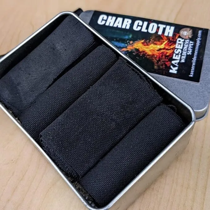 Charcloth Char Cloth Hand Made in USA Fire Starter Kit Ferro Rod Striker for Bushcraft Camping Survival Hunting Outdoors
