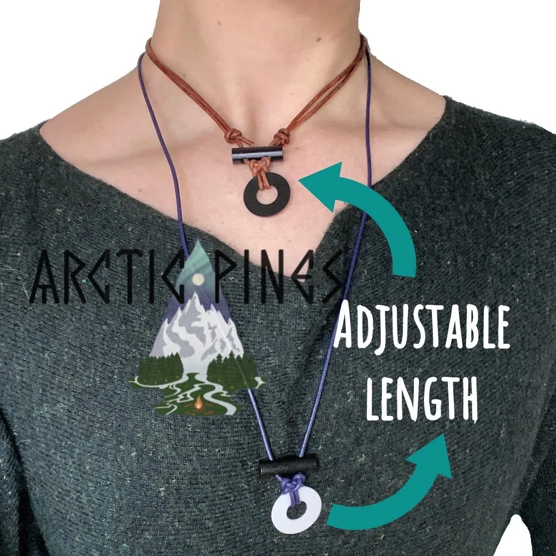 Circle Fire Starter Necklace (Blue Cord, Black Circle)