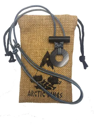 Circle Fire Starter Necklace (Blue Cord, Black Circle)
