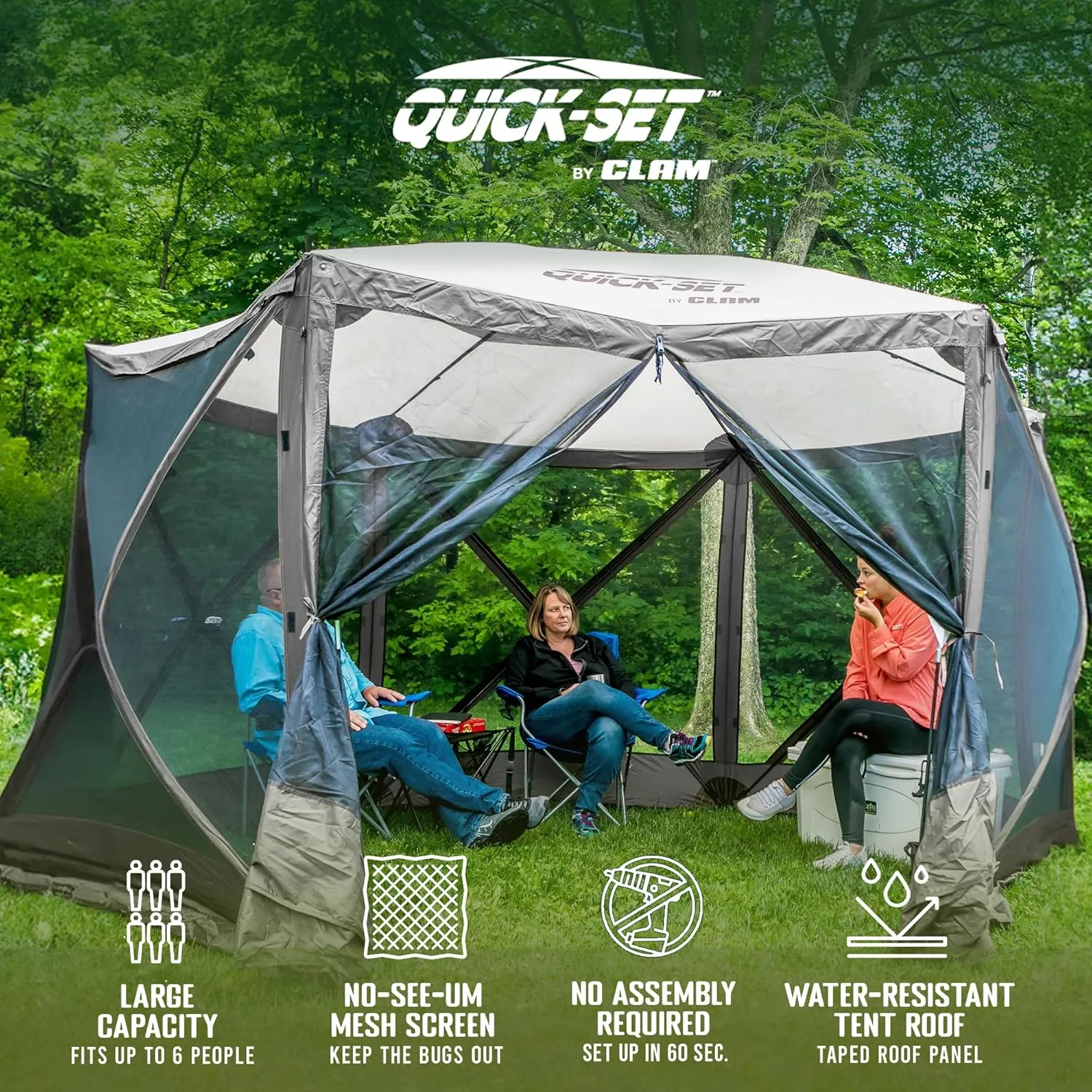 CLAM Pop Up Screen Tent, Outdoor Camping Gazebo Canopy, Escape, 11.5', Gray