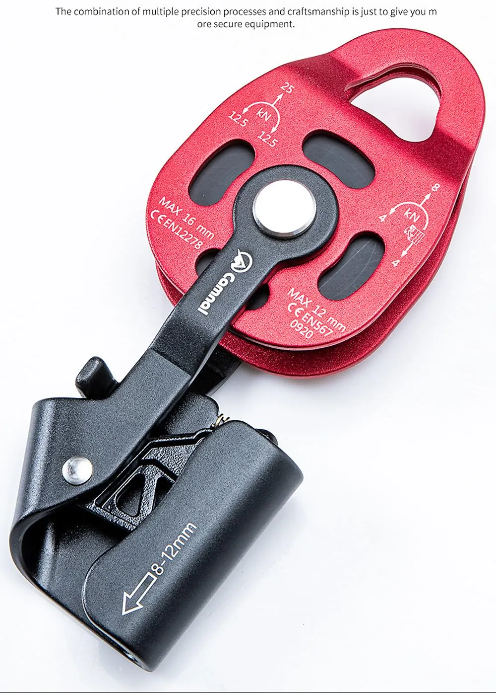Climbing Lift Pulley One-Way Climbing Ascender Pulley, Heavy Object Lifter Ascender Device, for Mountaineering, Caving, Aerial Work, Rescue, Heavy Lifting and so on (7.48, Black, 1)