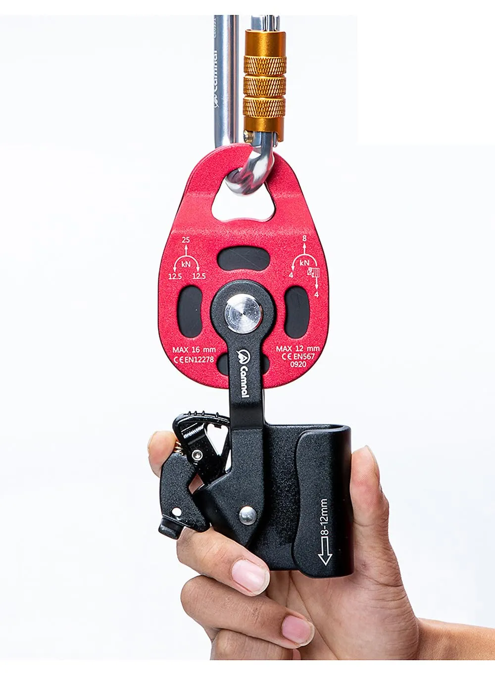 Climbing Lift Pulley One-Way Climbing Ascender Pulley, Heavy Object Lifter Ascender Device, for Mountaineering, Caving, Aerial Work, Rescue, Heavy Lifting and so on (7.48, Black, 1)