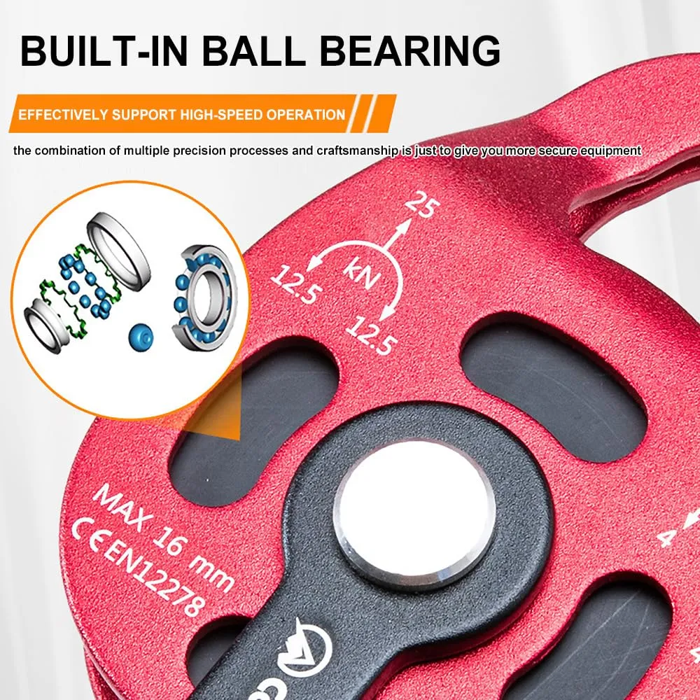 Climbing Lift Pulley One-Way Climbing Ascender Pulley, Heavy Object Lifter Ascender Device, for Mountaineering, Caving, Aerial Work, Rescue, Heavy Lifting and so on (7.48, Black, 1)