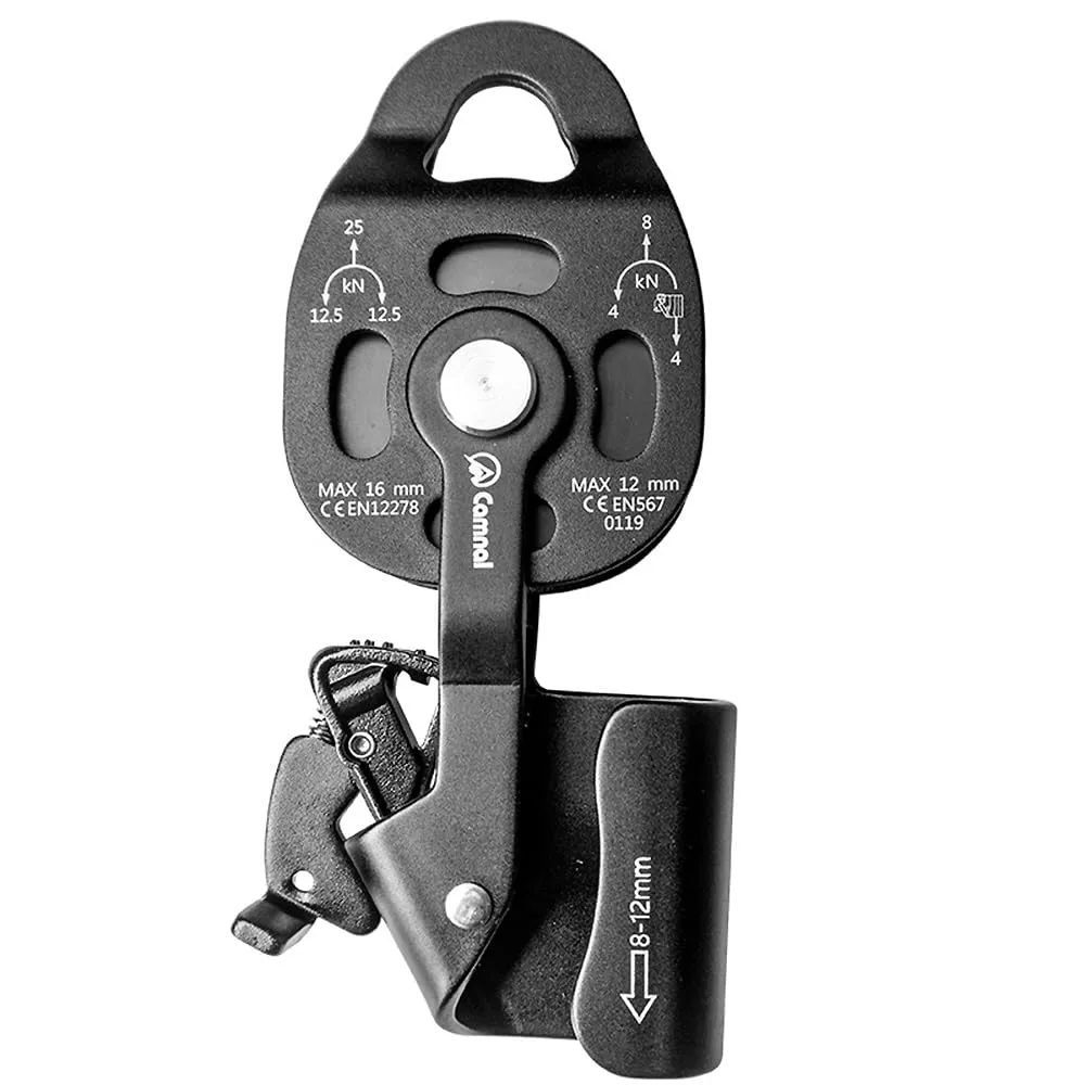 Climbing Lift Pulley One-Way Climbing Ascender Pulley, Heavy Object Lifter Ascender Device, for Mountaineering, Caving, Aerial Work, Rescue, Heavy Lifting and so on (7.48, Black, 1)