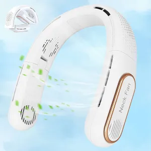 Coastacloud ‌Portable Bladeless Neck Fan, 4 Turbo Foldable Neck, 360° Cooling Airflow with LED Display, 3-Speed Adjustable, Hands-Free Wearable & Rechargeable 4000mAh Battery