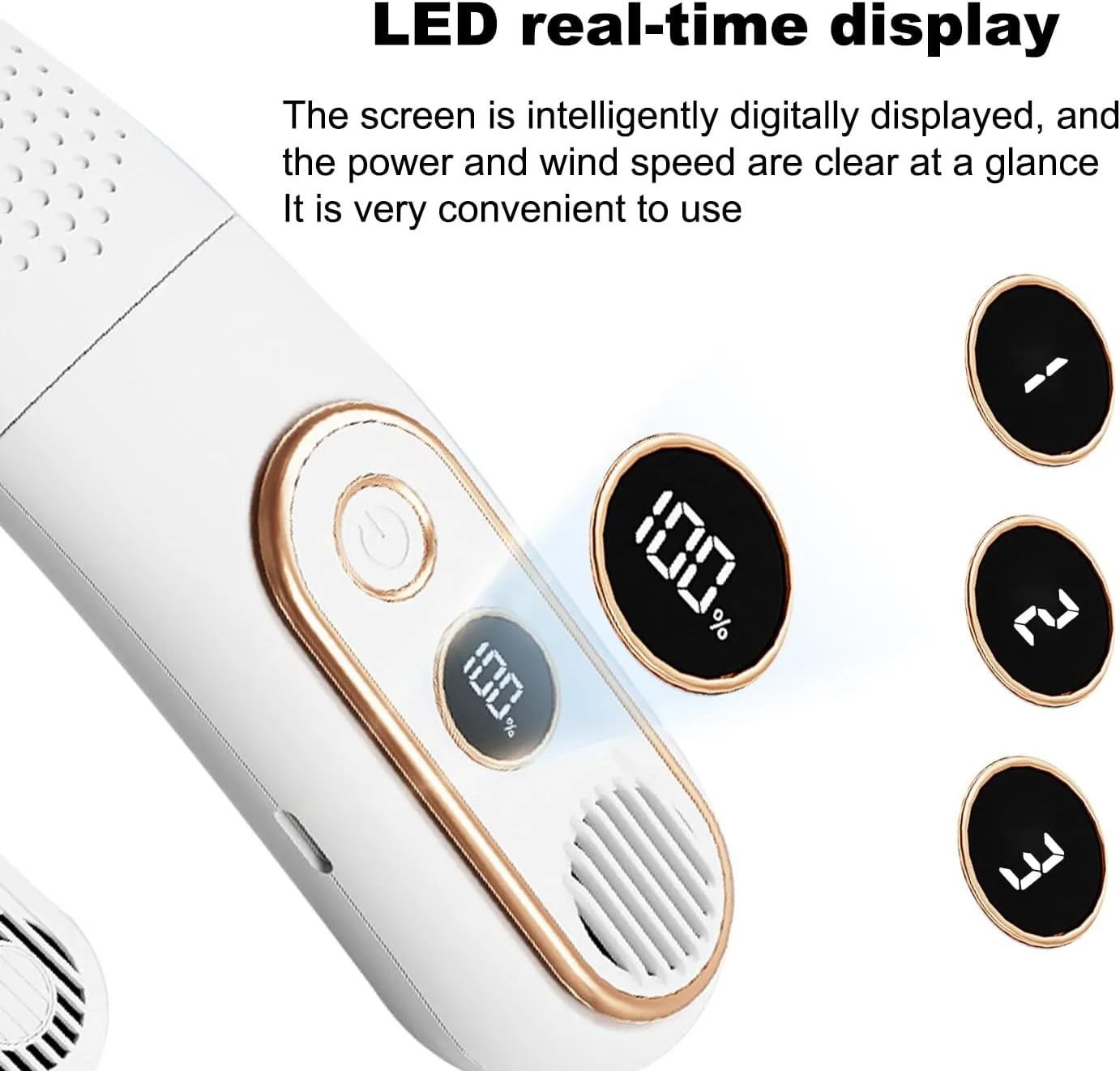 Coastacloud ‌Portable Bladeless Neck Fan, 4 Turbo Foldable Neck, 360° Cooling Airflow with LED Display, 3-Speed Adjustable, Hands-Free Wearable & Rechargeable 4000mAh Battery